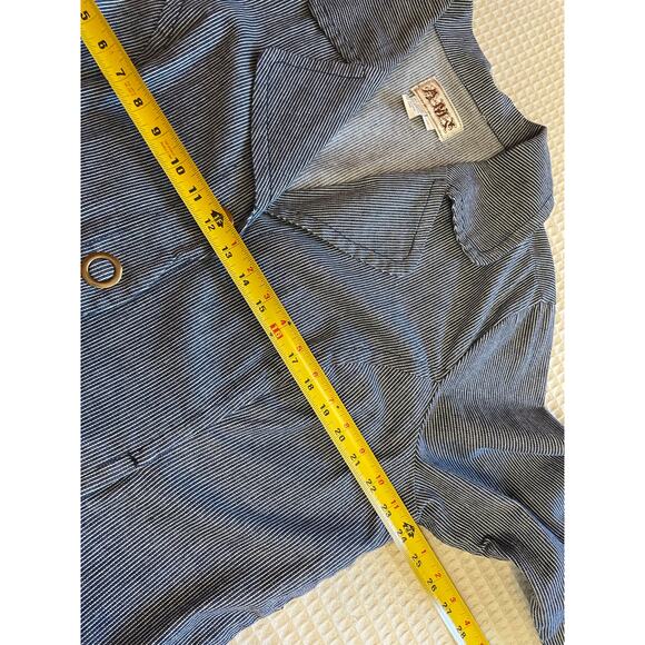 AMI Navy Blue Striped Scalloped Button Front Summer Style Jacket 1X Y2K - Picture 7 of 7